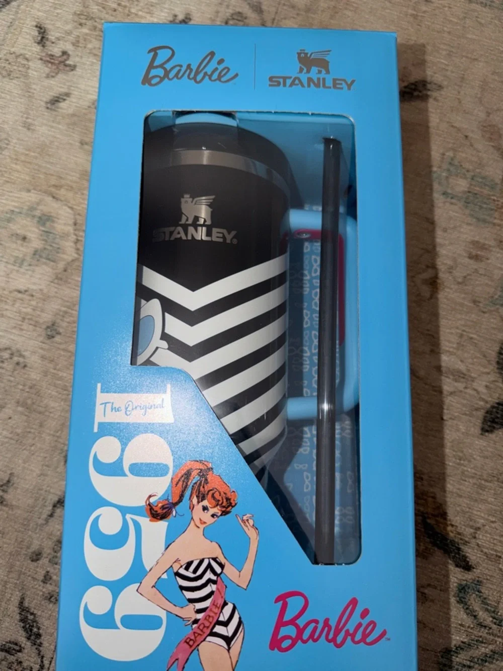 Barbie X Stanley Original 1959 black & white Chevron 40oz Quencher Tumbler - Picture 7 of 9